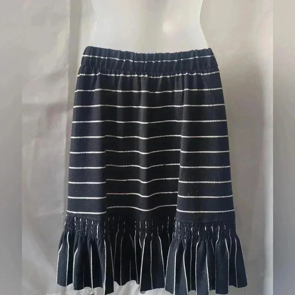 SIZE LG Moon River Striped Ruffle Hem Skirt Black & White - Picture 6 of 9